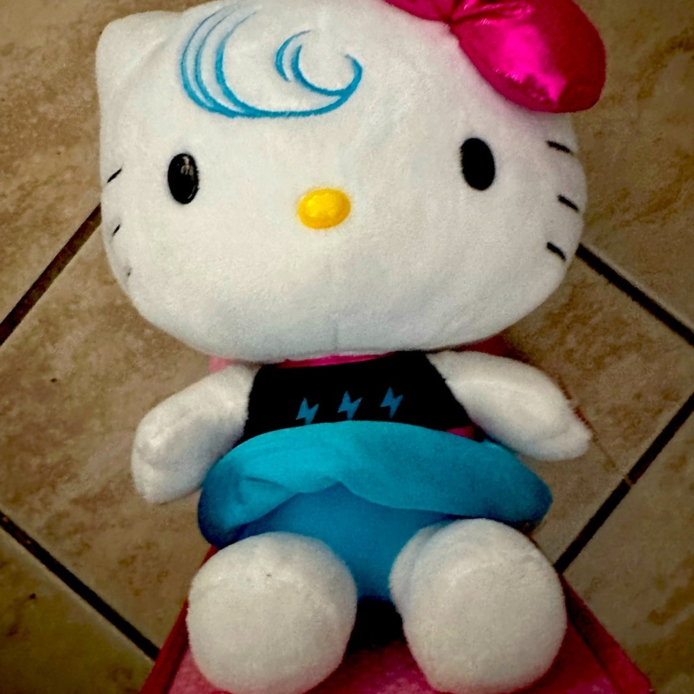 Hello Kitty Plush - White, Blue & Pink Cute Stuffed Doll